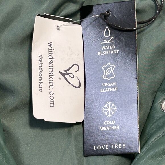 Windsor Love Tree Vegan Leather Puffer Crop Jacket Womens Size Large, Green - Picture 5 of 16